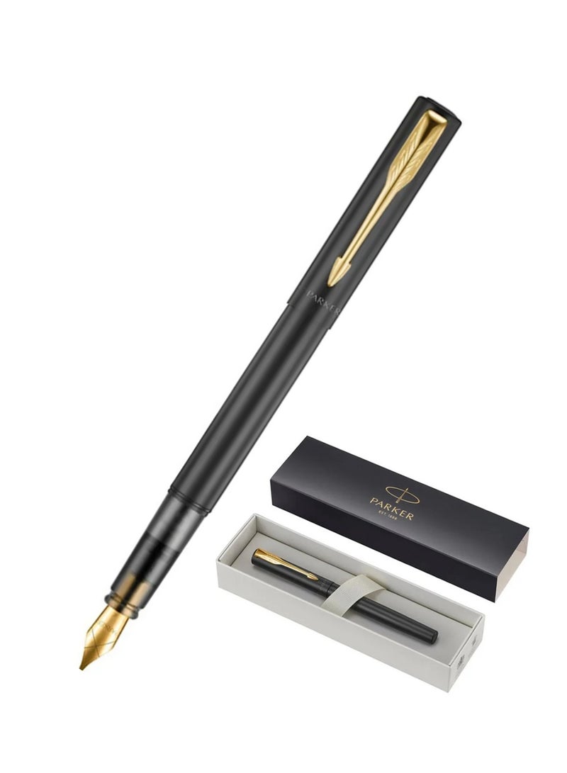 PARKER Vector XL Fountain Pen Fine Tip Black Barrel With Gold Trim - Image 1