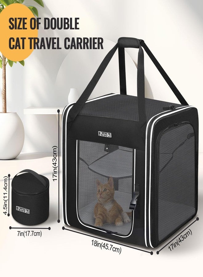 Petskd Combinable Pet Carrier for Large Cat or Medium Dog, 18"x17"x17" Large Cat Carrier for Car Travel, 2 Small Pet Soft Carriers with Food Bag, Bowl and Safety Locking Zippers for Vet, Camping - Image 2
