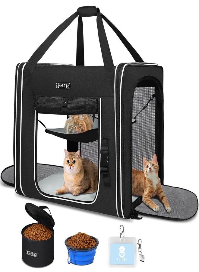 Petskd Combinable Pet Carrier for Large Cat or Medium Dog, 18"x17"x17" Large Cat Carrier for Car Travel, 2 Small Pet Soft Carriers with Food Bag, Bowl and Safety Locking Zippers for Vet, Camping - Image 1