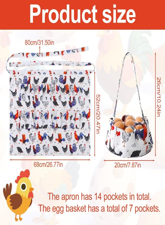 XLSXEXCL Egg Collecting Apron, 14 Pockets Egg Collecting Holding Apron and Chicken Eggs Gathering Basket with 7 Pouches for Chicken Duck Goose Eggs - Image 2