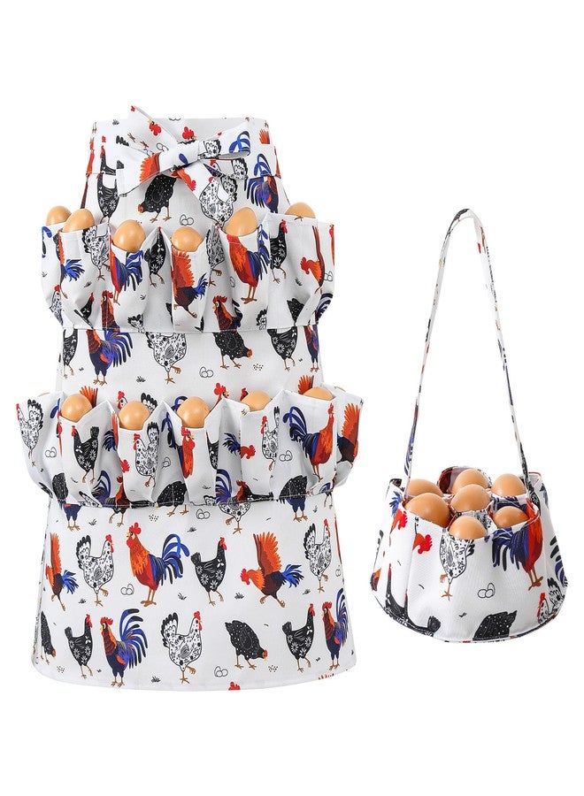 XLSXEXCL Egg Collecting Apron, 14 Pockets Egg Collecting Holding Apron and Chicken Eggs Gathering Basket with 7 Pouches for Chicken Duck Goose Eggs - Image 1