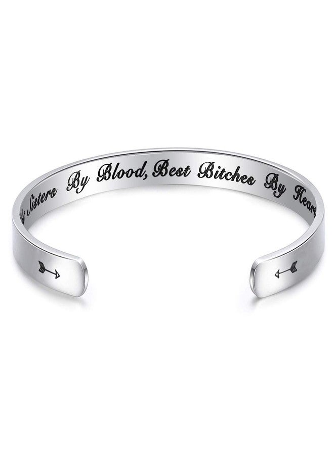 LParkin Best Friend Gift Friendship Bracelet Stainless Steel Best Bitchs Bracelet (Not Sisters By Blood Best Bitches By Heart) - Image 1