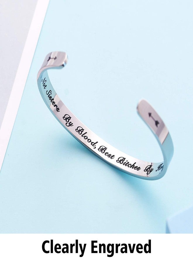 LParkin Best Friend Gift Friendship Bracelet Stainless Steel Best Bitchs Bracelet (Not Sisters By Blood Best Bitches By Heart) - Image 4