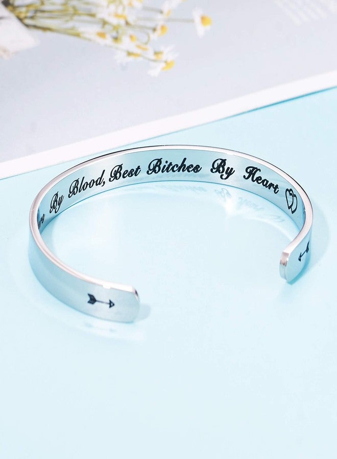 LParkin Best Friend Gift Friendship Bracelet Stainless Steel Best Bitchs Bracelet (Not Sisters By Blood Best Bitches By Heart) - Image 3