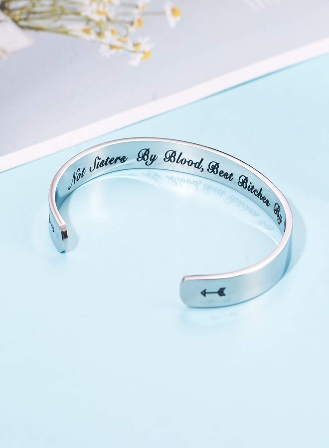 LParkin Best Friend Gift Friendship Bracelet Stainless Steel Best Bitchs Bracelet (Not Sisters By Blood Best Bitches By Heart) - Image 2