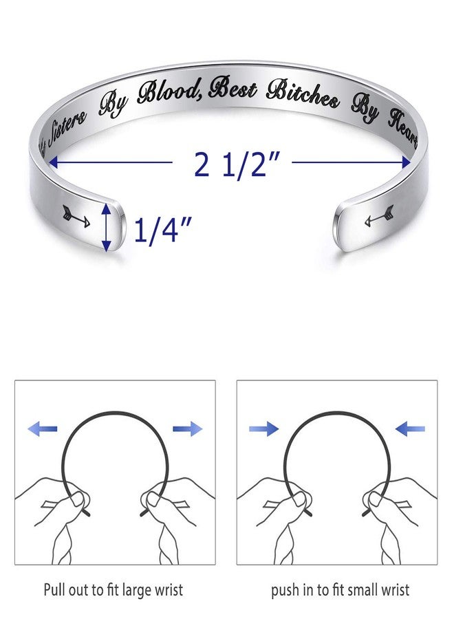LParkin Best Friend Gift Friendship Bracelet Stainless Steel Best Bitchs Bracelet (Not Sisters By Blood Best Bitches By Heart) - Image 5