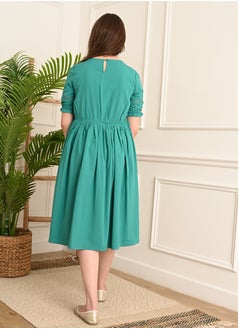 FULL JOY Elegant Girls' Dress with text sleeves ,Blue  - Image 4