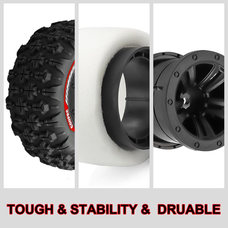 GOUP RC GOUPRC 12mm Hex RC Wheel Tires Set, 3.26 * 1.67 Inches 4PCS Swamp Claw Mud Terrain Tires Accessories for 1/14 1/16 RC Car Crawler Buggy Truck - Image 5
