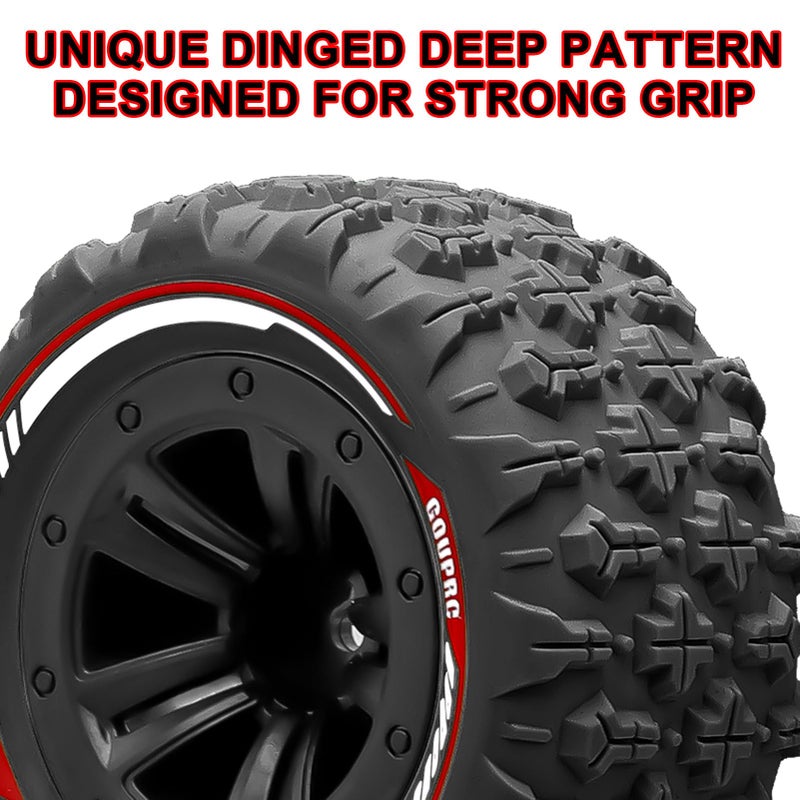 GOUP RC GOUPRC 12mm Hex RC Wheel Tires Set, 3.26 * 1.67 Inches 4PCS Swamp Claw Mud Terrain Tires Accessories for 1/14 1/16 RC Car Crawler Buggy Truck - Image 4