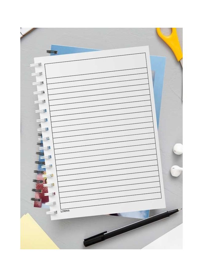 LOWHA Spiral 60 Sheets Notebook Girl With Sky for School Or Business Notes Blue/White/Gold/Black - Image 3