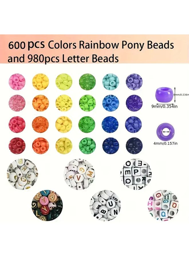 810 قطعة مجموعة صنع أساور الصداقة مع حبات حروف هدية للمبتدئين - Image 3