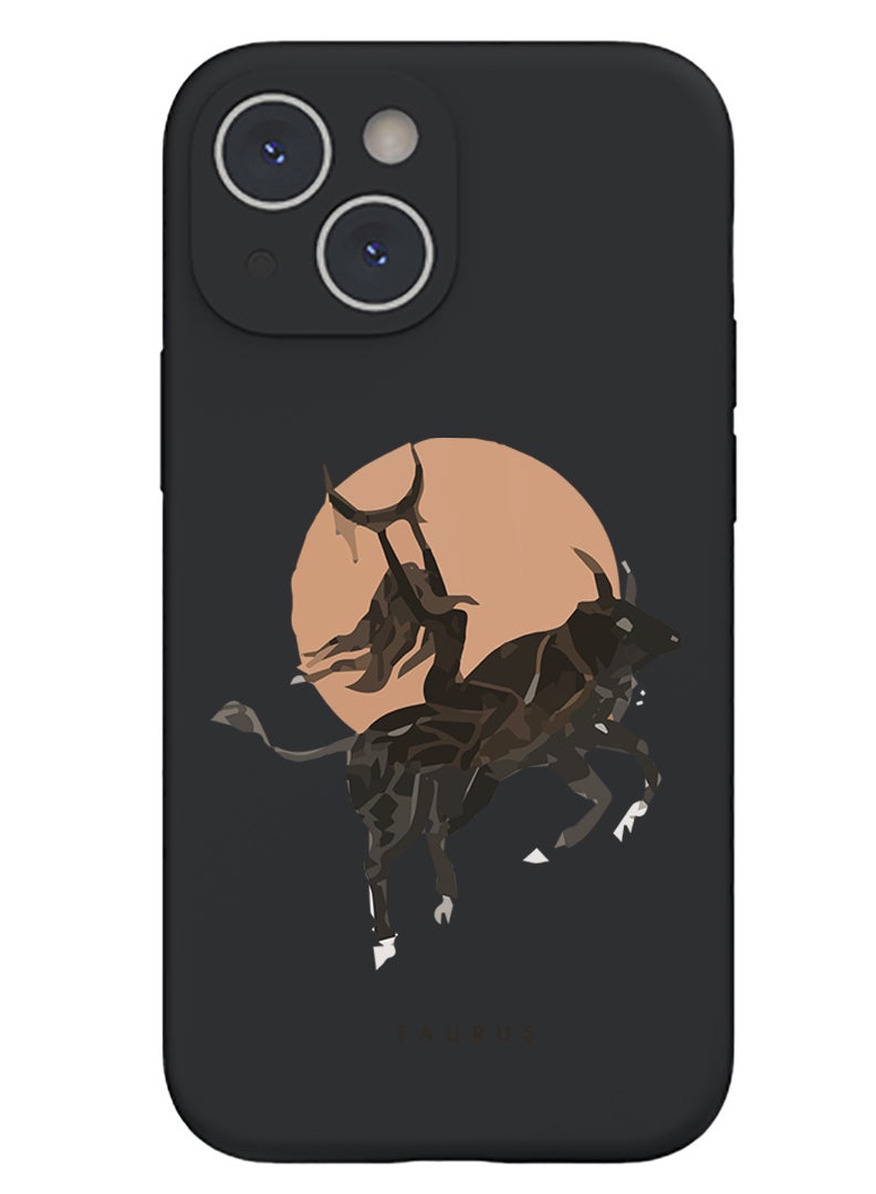 Theodor Protective Slim Fit Case Liquid Silicone Cover with Full Body Protection Anti-Scratch Shockproof Case For iPhone 14 Black  - Treat people with kindness white - Image 1