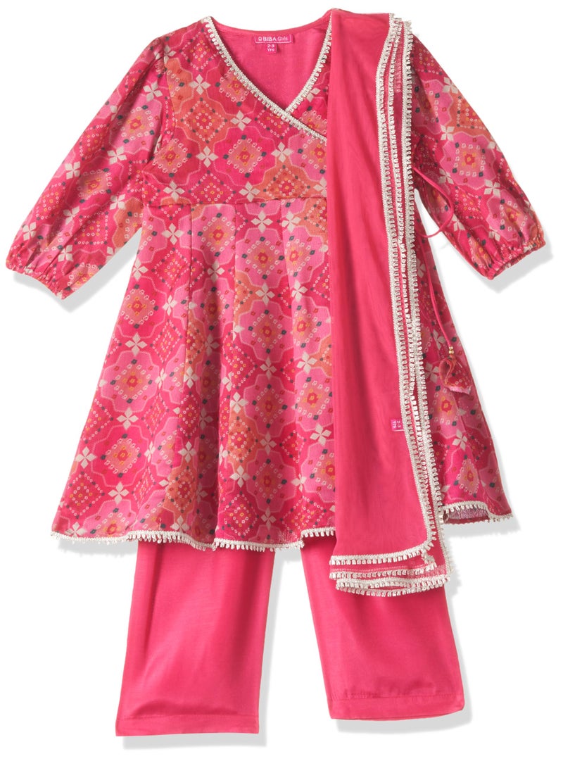 Biba Girls Coral Pink Polyester Flared Suit Set_2-3 Year - Image 4