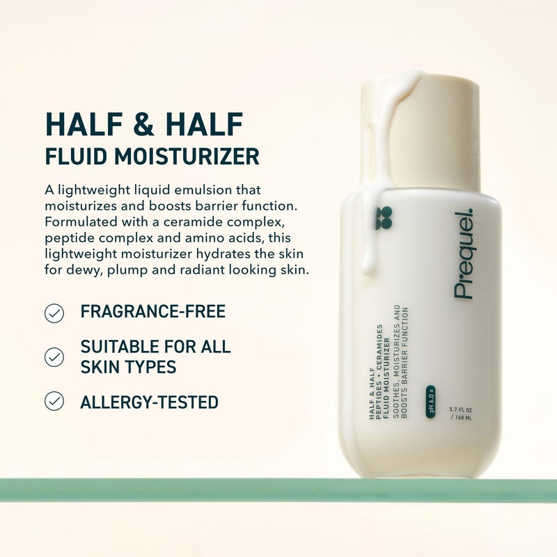 Prequel Skin Half and Half Fluid Moisturizer Face Cream. Lightweight Ceramide Peptide Lotion for All Skin Types, including Dry and Sensitive. Hydrating Facial Cream for Women and Men - Image 2