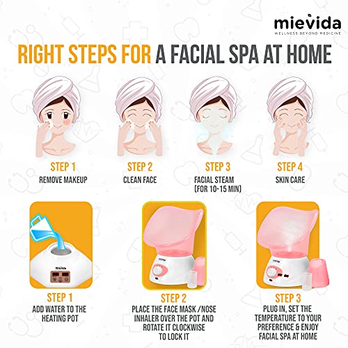 Mievida Steam Inhaler Vaporizer and Facial Steamer With Two Level Heat Setting and Temperature Control System (Pink) - Image 4