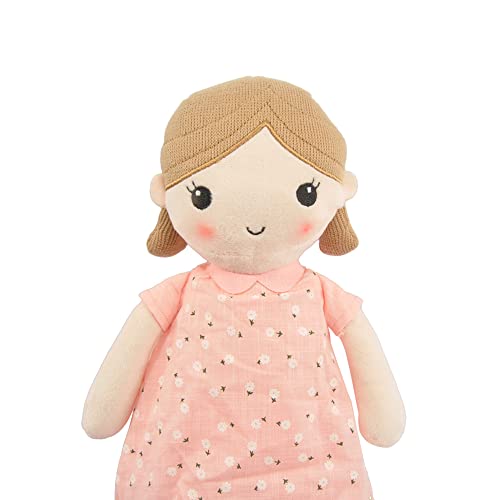 Linzy Toys, Soft Plush Light Pink Blue Emily Rag Doll for Girl, 15" My First Rag Doll, Muñecas de Trapo para Niña, Embroidered Face, Safe for All Ages (89835) - Image 2