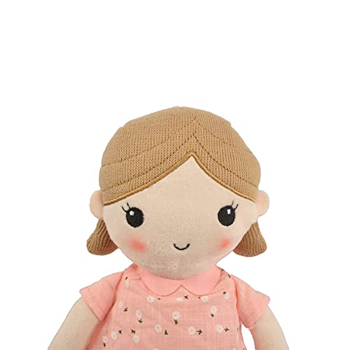 Linzy Toys, Soft Plush Light Pink Blue Emily Rag Doll for Girl, 15" My First Rag Doll, Muñecas de Trapo para Niña, Embroidered Face, Safe for All Ages (89835) - Image 3