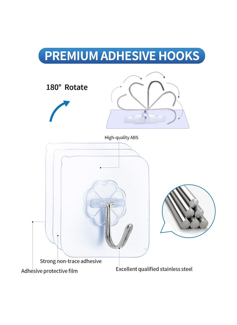 NQ NQ Premium Adhesive Hooks Kitchen Wall HooksHeavy Duty 13lbMax Wall Hooks Transparent Reusable Seamless Hooks with Stainless Hooks Reusable Utility Towel Bath Ceiling Office Window Hooks10 Pack  - Image 4