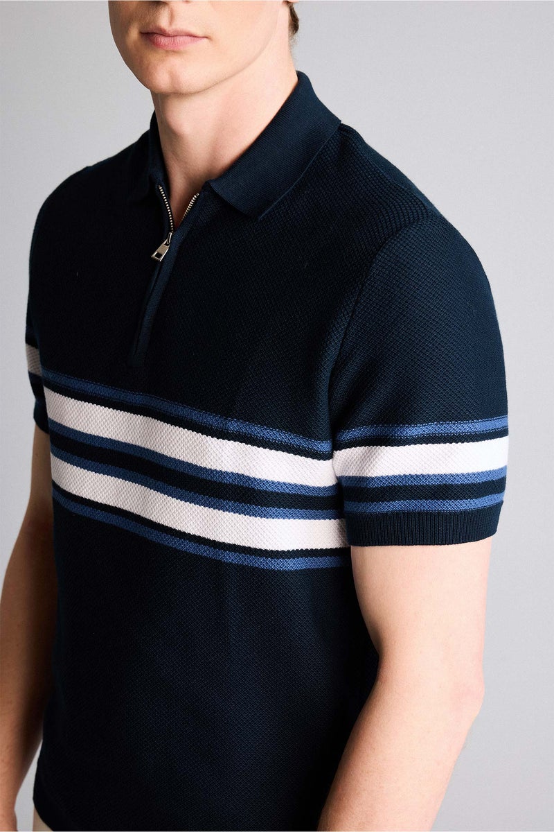 DeFacto Blue Man Cotton Polo T-Shirt Casual - Image 4