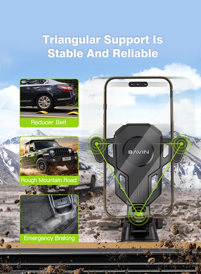 Bavin PC ABS Aluminum alloy mobile phone holders for car dashboard, Car Phone Holder Clip Universal 360 Rotatable Hands Free for Auto Dashboard Windscreen, Long Arm Suction Cup Holder - Image 4