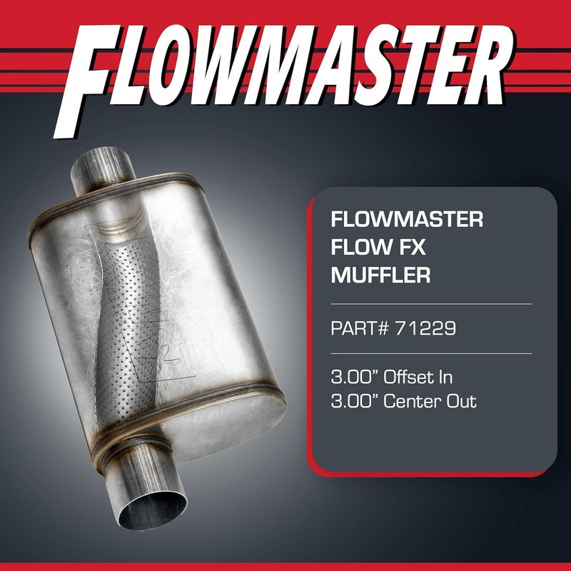FLOWMASTER Flow FX Chambered Muffler – 3.00” Offset In / 3.00” Center Out – Moderate Sound – Stainless Steel – Affordable Performance for Modern Trucks, Muscle Cars & Daily Drivers (71229) - Image 2