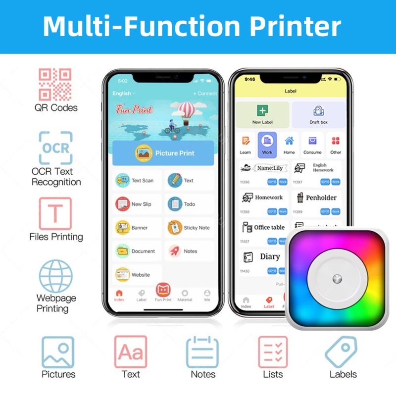 Mini Pocket Printer: Compact Lightweight Portable Design - Ink-Free Thermal Printing Pocket Sticker Printer for Home Office Outdoor Use & DIY Enthusiasts - Image 4