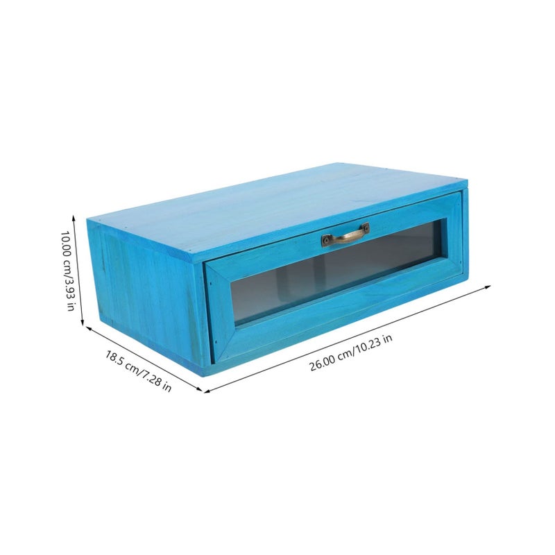 Wooden Monitor Stand with Pull Out Drawer Desktop Organizer Retro Style Natural Finish - Image 3