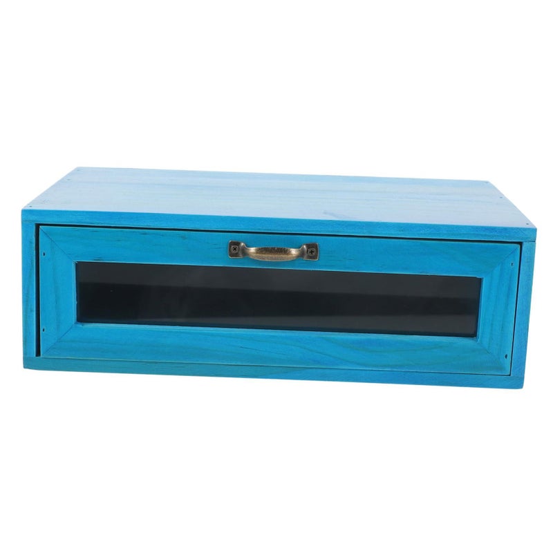 Wooden Monitor Stand with Pull Out Drawer Desktop Organizer Retro Style Natural Finish - Image 2