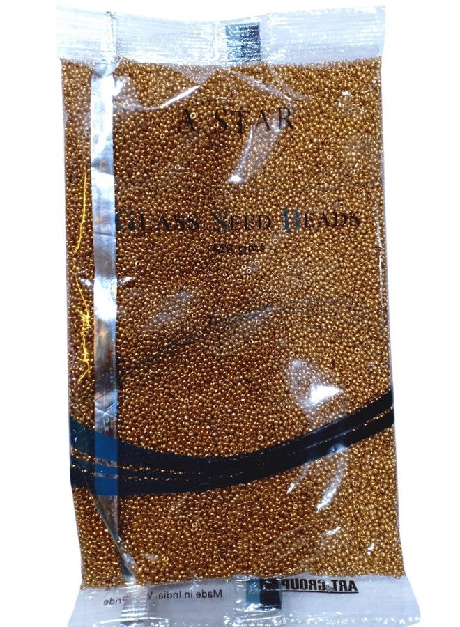 The Unique ® Astar (Original) Seed Beads Or A Star Sugar Beads Dull Gold Pack of 450 Grams for Embroidery Maggam/Aari Work. - Image 1