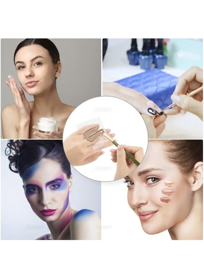 AUEAR , 3 Pack Professional Makeup Hand-held Palette Mixing Tray Clear Acrylic Nail Art Manicure or Foundation Eye Shadow Cremes Powders and Cosmetics - Image 2