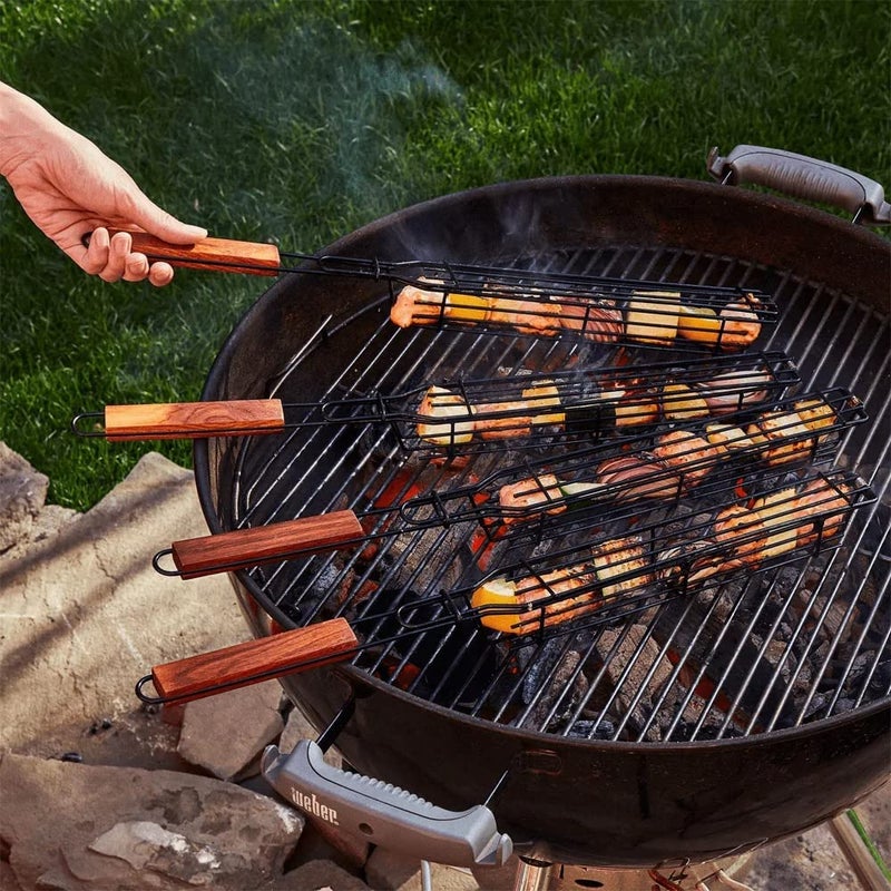 Snevad SNEVAD Steel Baskets Foldable NonStick Grill Baskets for Outdoor Vegetable Grill Basket with Wood Handle Barbecue Tool Grill Basket Grill Stainless Steel Mesh Barbecue 1pc  - Image 4