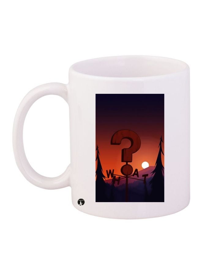 RYN What Printed Coffee Mug White/Brown/Black 11ounce