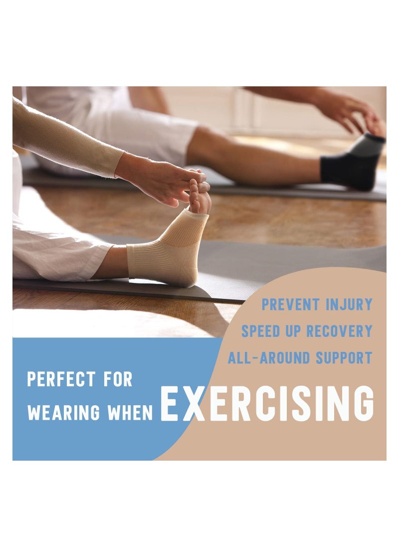 SYOSI Ankle Compression Sleeve for Women Men, 20-30 mmHg Foot Sleeves for Ankle Heel Support Injury Recovery for Sports Achilles, Ankle Protection for Running Cycling Dancing Ankle Sports Socks (Beige L)  - Image 4