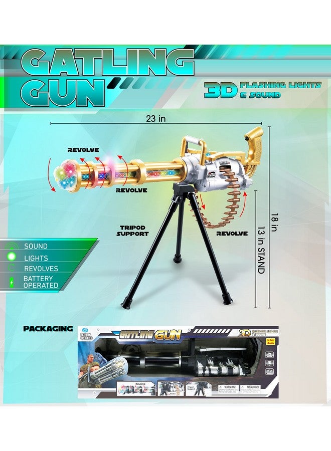 Light Up Rotating Gun Toy With Tripod Realistic Toy Rifle Guns That Make Noise Flashing Leds Lights And Sound Toy Gun For Dress Up Military Pretend Play Accessory Colors Vary 23 Inches