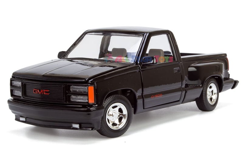 MOTORMAX موديل سيارة مقياس 1/24 من موتورماكس 1992 جي إم سي سييرا جي تي بيك أب شاحنة معدنية سوداء 73204 - Image 2