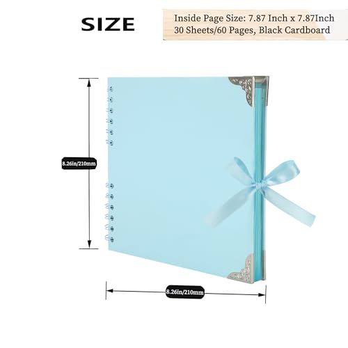 LOYAL BOOK Scrapbook (8 x 8 inch) Scrapbook Album 60 Pages Ideal for Your DIY Scrapbooking Albums Wedding and Anniversary Family Photo Album (blue) - Image 2