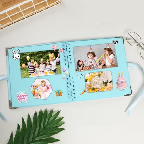 LOYAL BOOK Scrapbook (8 x 8 inch) Scrapbook Album 60 Pages Ideal for Your DIY Scrapbooking Albums Wedding and Anniversary Family Photo Album (blue) - Image 4