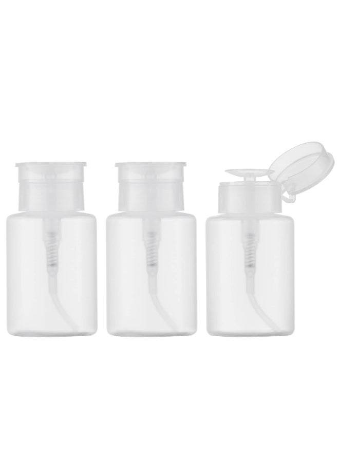 owlyee 53oz Nail Polish Remover Bottle Push Down Pump Alcohol Dispenser Empty Makeup Acetone Containers 3PCS Clear - Image 2