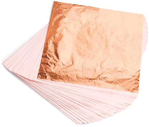 KraftiSky Copper Leaf Sheets - 100 Real Copper Foil Leaves 14x14 cm Metallic Rose Gold Leaf for Craft DIY Proejcts, Paintings, Gilding, Furniture, Makeup & Nail Art… - Image 1