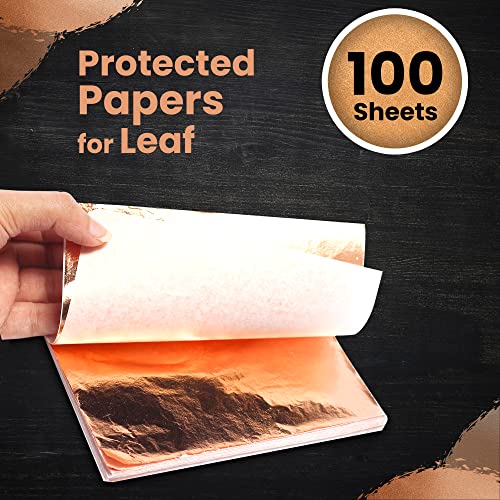 KraftiSky Copper Leaf Sheets - 100 Real Copper Foil Leaves 14x14 cm Metallic Rose Gold Leaf for Craft DIY Proejcts, Paintings, Gilding, Furniture, Makeup & Nail Art… - Image 3