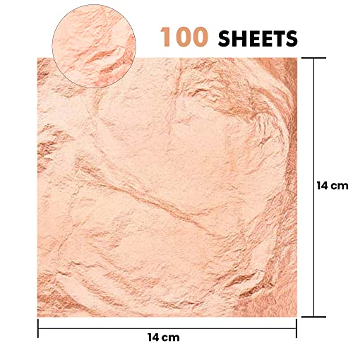 KraftiSky Copper Leaf Sheets - 100 Real Copper Foil Leaves 14x14 cm Metallic Rose Gold Leaf for Craft DIY Proejcts, Paintings, Gilding, Furniture, Makeup & Nail Art… - Image 2
