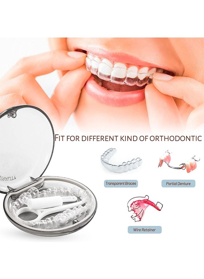 Orthodontic Retainer Storage Case, Portable Braces Night Guard Container Case, Braces Removal Tool and Cleaning Brush (Black) - Image 5