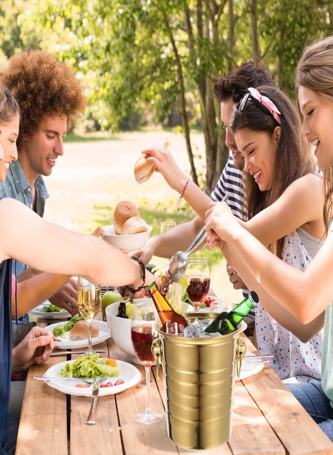 بيستويارد دلو ثلج من الفولاذ المقاوم للصدأ من بيستويارد، دلو شمبانيا بمقبض سعة 4.5 كوارت، حوض مشروبات مثالي لحانات الكوكتيل والنبيذ والبار المنزلي والحفلات - ذهبي - Image 3