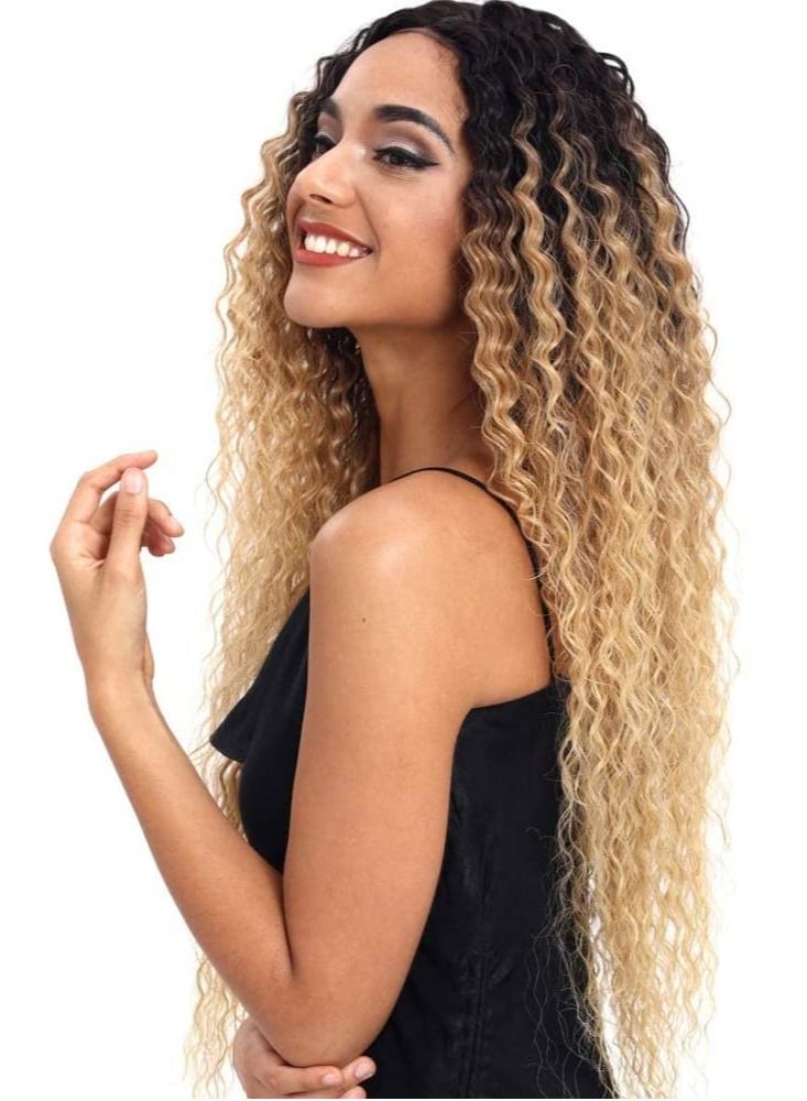 Estelle Lace Front Wigs Ombre Blonde 24'' Long Small Curly Wavy Synthetic Wigs For Women 130% Density Wigs - Image 3