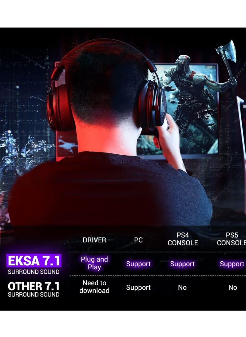 EKSA - E910 5.8G Wireless Gaming Headset - 7.1 Srround Sound - Dual Mic ENC Call Noise Cancelling for PC PS4, PS5 - Image 1