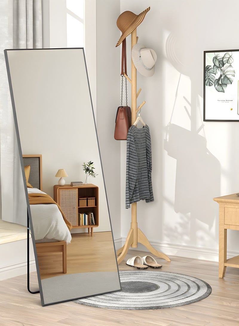 تايمي مرآة كبيرة بتصميم أنيق 155×45 سم - مرآة كاملة الطول بإطار معدني أسود وحامل خلفي - تصميمها الرائع مناسب لغرف المعيشة وغرف الملابس وغرف النوم - Image 2