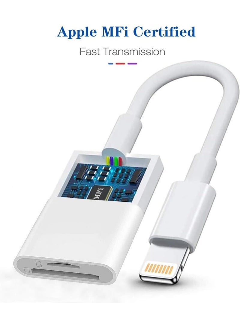 Lightning to SD & TF Dual Card Slot Adapter,  Certified Micro SD/SD Memory Card Reader Trail Camera Viewer Converter for iPhone 14 13 12 11 Pro Max XS XR X 8 iPad, Plug and Play - Image 2