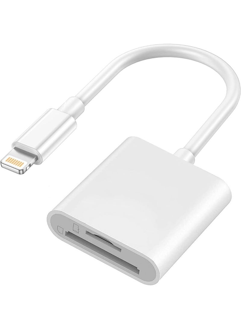 Lightning to SD & TF Dual Card Slot Adapter,  Certified Micro SD/SD Memory Card Reader Trail Camera Viewer Converter for iPhone 14 13 12 11 Pro Max XS XR X 8 iPad, Plug and Play - Image 1