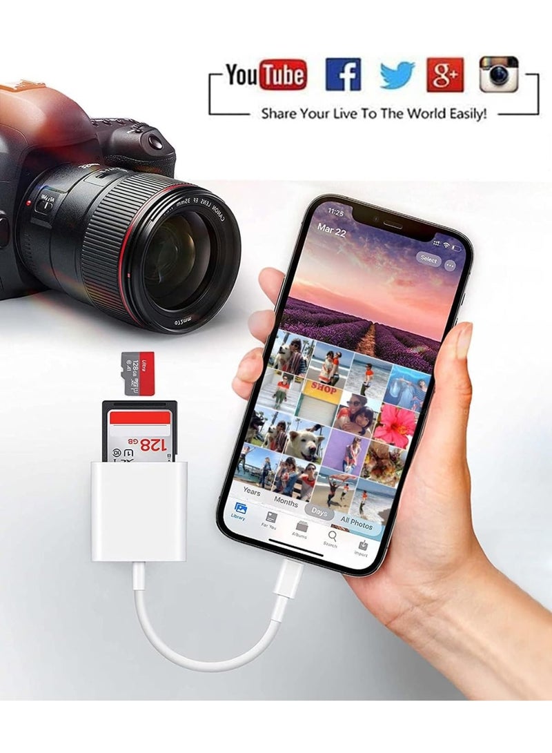 Lightning to SD & TF Dual Card Slot Adapter,  Certified Micro SD/SD Memory Card Reader Trail Camera Viewer Converter for iPhone 14 13 12 11 Pro Max XS XR X 8 iPad, Plug and Play - Image 3
