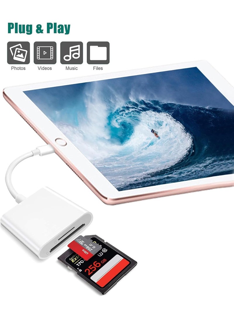 Lightning to SD & TF Dual Card Slot Adapter,  Certified Micro SD/SD Memory Card Reader Trail Camera Viewer Converter for iPhone 14 13 12 11 Pro Max XS XR X 8 iPad, Plug and Play - Image 4